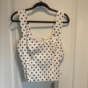 Polka Dot Sleeveless Top - White and Black
